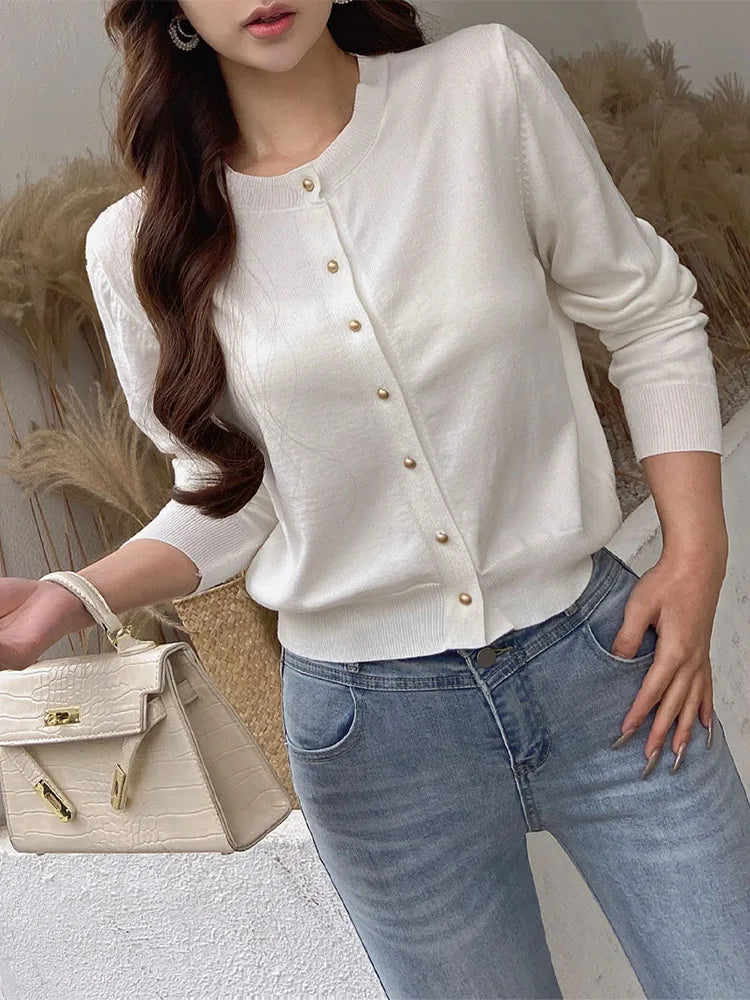 DABUWAWA Tienda Vestidos Elegantes Para Mujeres Knitted  Cardigan Women’s Clothing Sweater Screw Thread Y2k Tops DA1AZK010