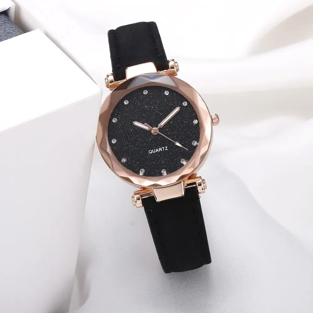 Femmes montre à Quartz rose décontracté mode étoile ciel strass dames montres d'affaires montre-bracelet romantique cadeau de noël Relogios