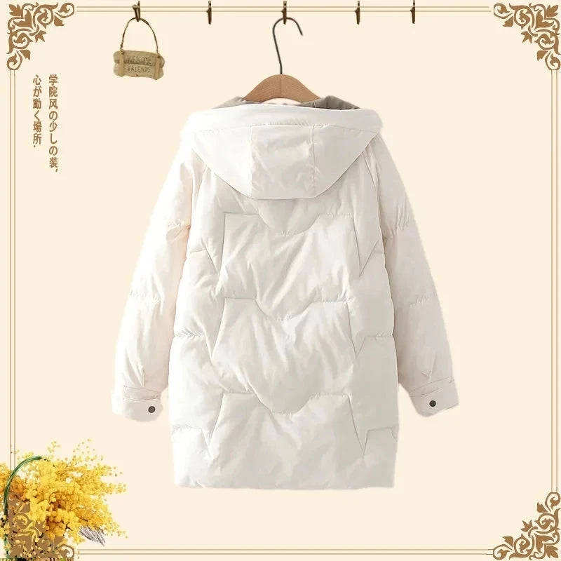 2023 Women Winter Warm Thick Hooded Cotton Down Jacket Newest Long Padded Parka For Women Oversize 3XL Winter Loose Cotton Coat