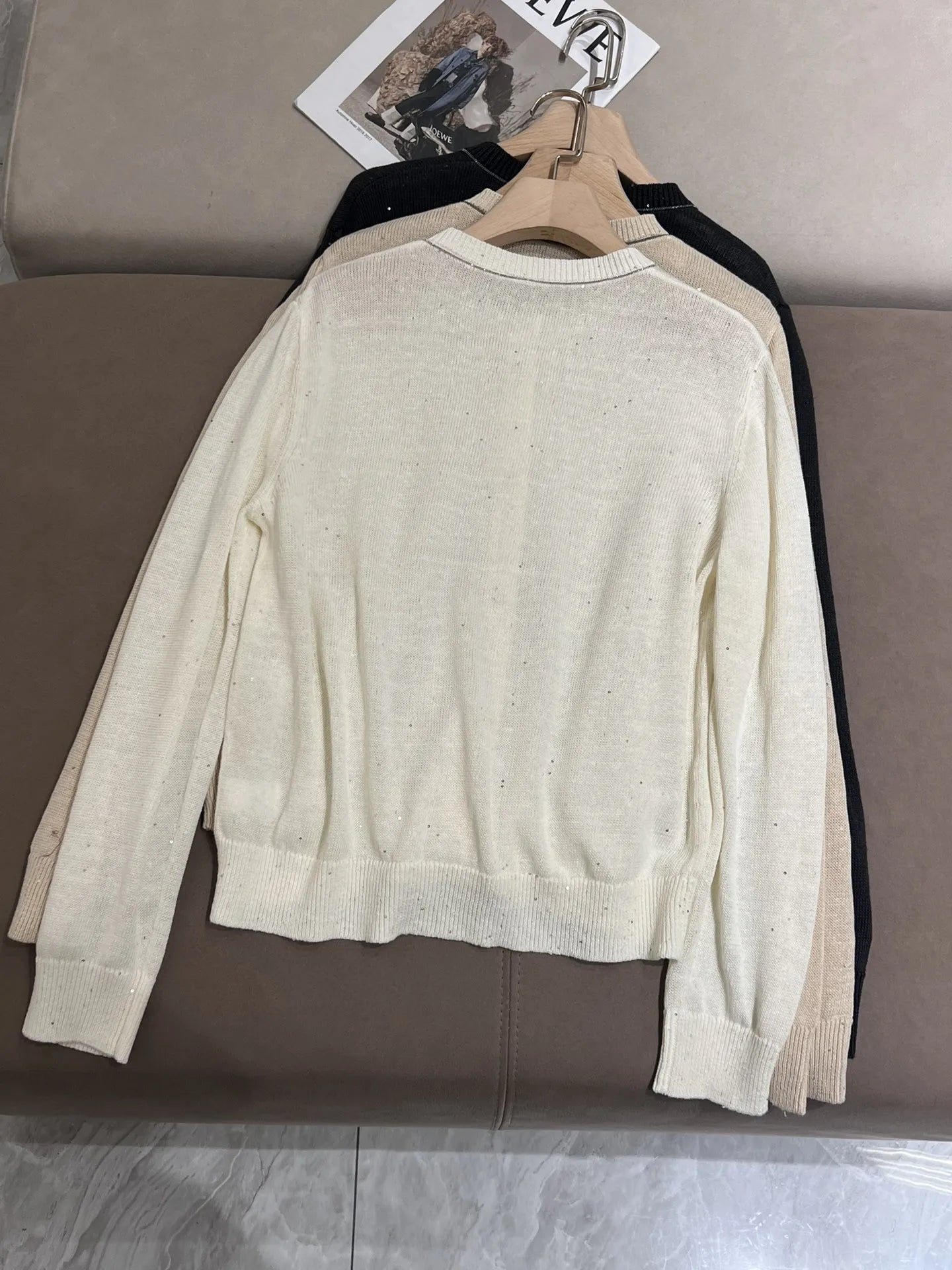 Spring Summer 2024 B*C Women's Cardigan Linen Knitted O-Neck Light Thin Top‘s Female Long Sleeves Woman's Clothing