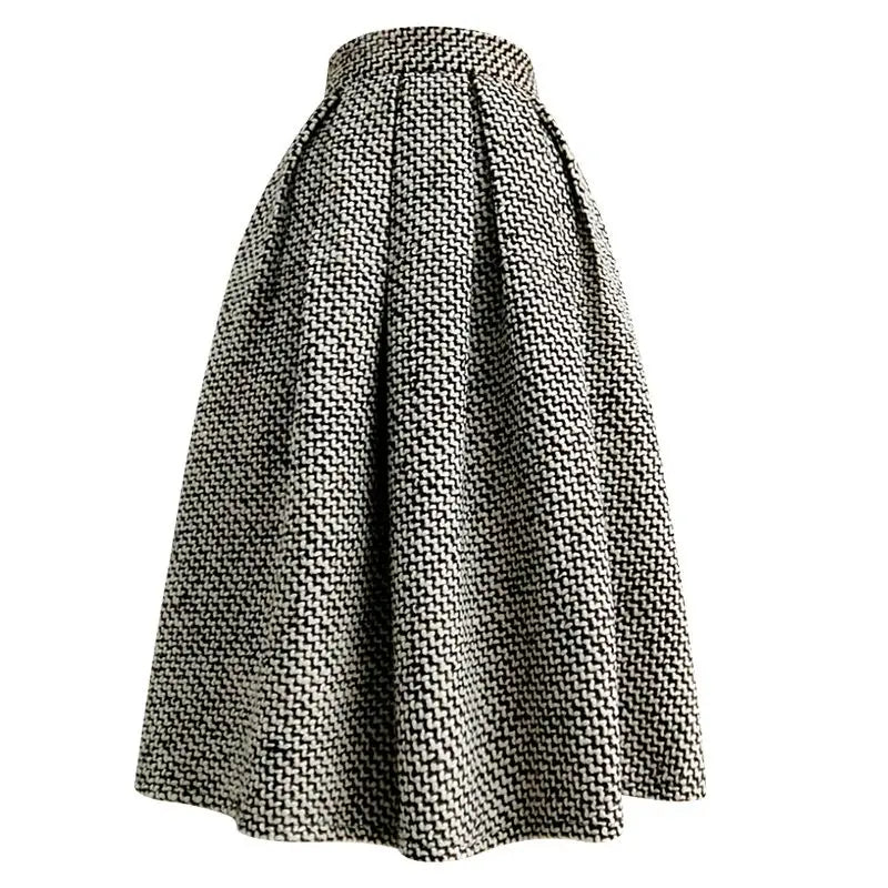 2023 New Autumn and Winter Fashion Thousand Bird Checker Half Skirt Temperament Commuter Women's High Waist Poached Skirt