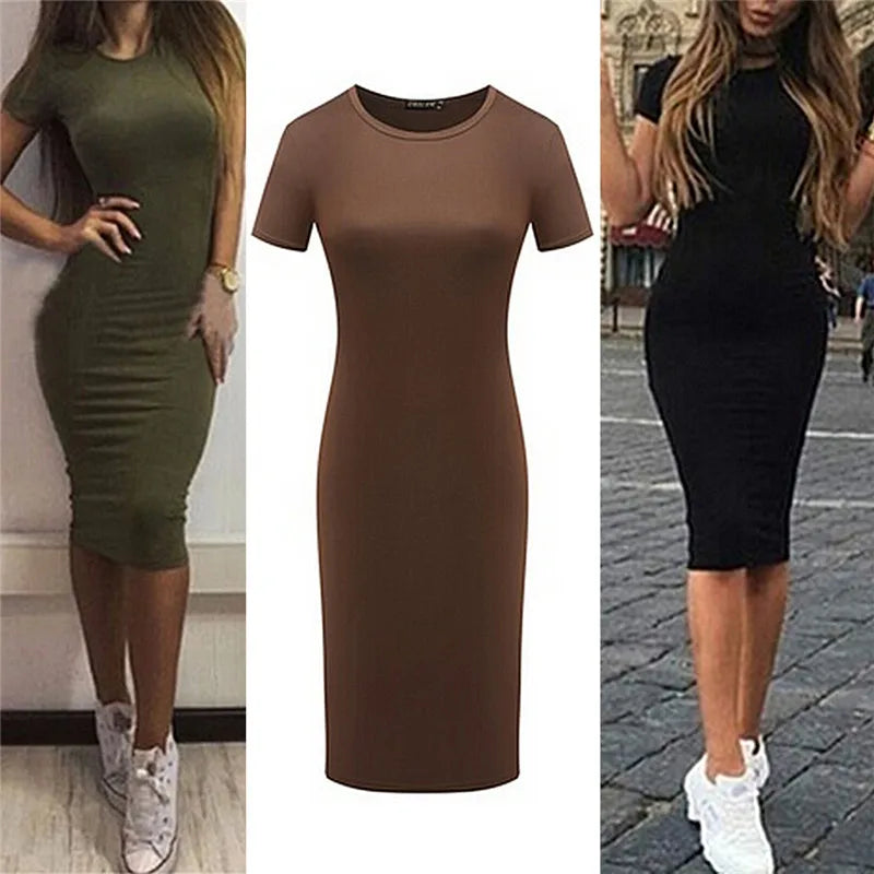 Summer Fashion Tight Dress Women's Short Sleeve Round Neck Dress 3D Printed Women's Sexy Fragmented Flower Wrapped Hip Dress