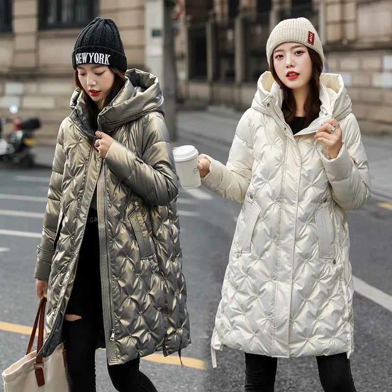 Winter New Fashion Long Cotton-padded Coat Womens Casual Hooded Parkas Womens Winter Jacket Coat Down Jacket Female