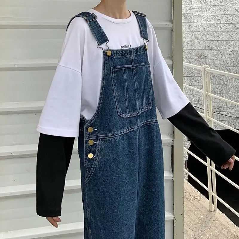 Denim Jumpsuits Women Pockets Loose All-match High Waist Trousers Vintage Streetwear Clothing S-5XL Daily Korean Style Autumn