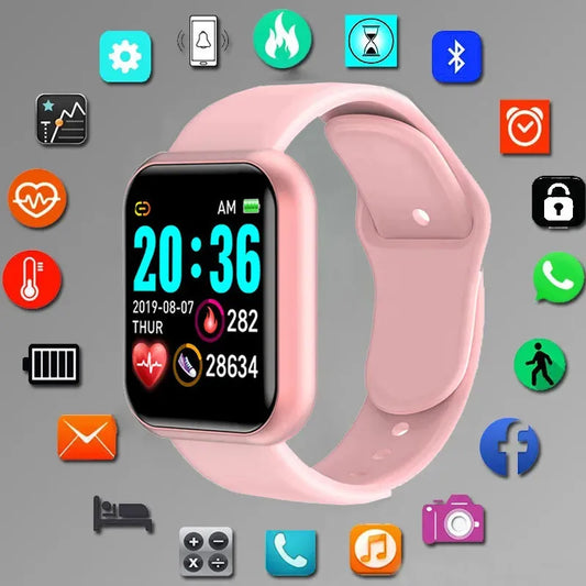 Reloj inteligente D20 para hombres y mujeres, resistente al agua, Bluetooth, rastreador deportivo de ritmo cardíaco Y68, pulsera inteligente, reloj inteligente deportivo para IOS y Android