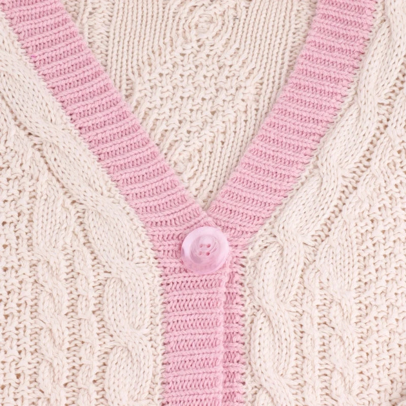 💖Amoureux de la broderie étoiles d'automne 💖 Cardigans tricotés en coton rose pour femme, pulls chauds et amples pour le printemps, cardigan Y2k