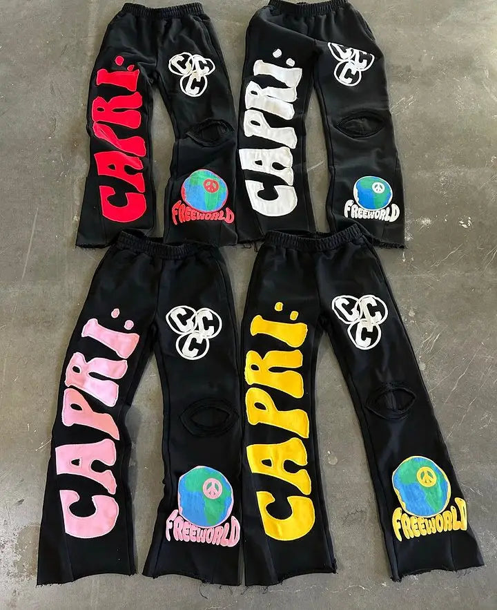 Pantalones holgados para hombre Y2k Harajuku con diseño Punk de retales, pantalones Joggers de Hip Hop, Pantalones rectos versátiles, ropa de calle deportiva informal