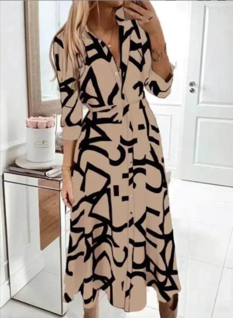 Dresses for Women 2024 Long Sleeve Prom Elegantes Spring Autumn Party Evening Dress Fashion Print Clothing Vestidos Para Mujer