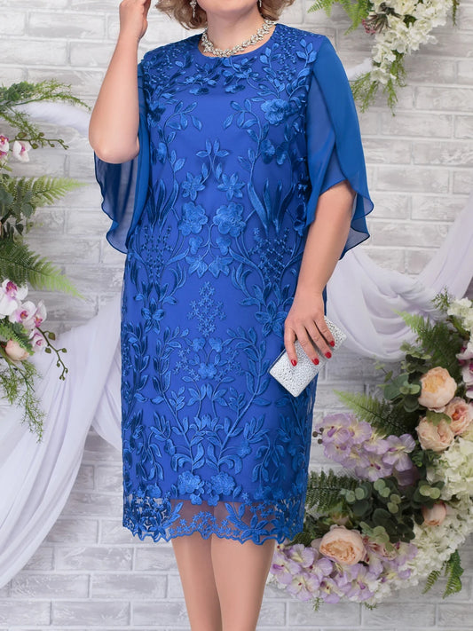 Vestido de fiesta de talla grande para mujer, elegante vestido de fiesta con bordado Floral para invitados de boda, vestidos de tubo ajustados, otoño 2023