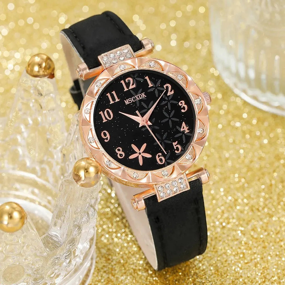 10 pièces montre pour femme ensemble mode décontracté rond femmes montre à Quartz mode épingle à cheveux boucles d'oreilles collier anneau montre ensemble