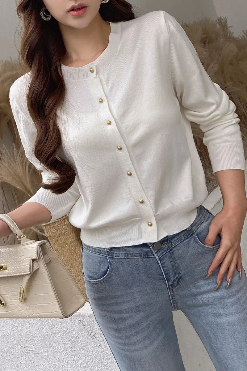 DABUWAWA Tienda Vestidos Elegantes Para Mujeres Knitted  Cardigan Women’s Clothing Sweater Screw Thread Y2k Tops DA1AZK010