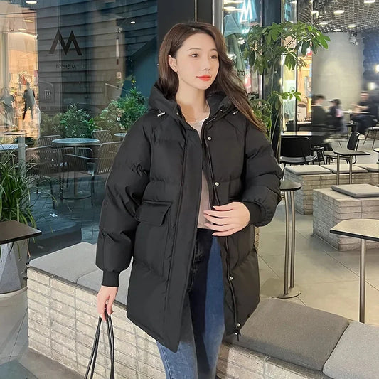 2023 New Women Winter Jacket Down Cotton Padded Jacket Hooded Parkas Long Coat Thick Warm Loose Parka Fashion Female Outwear