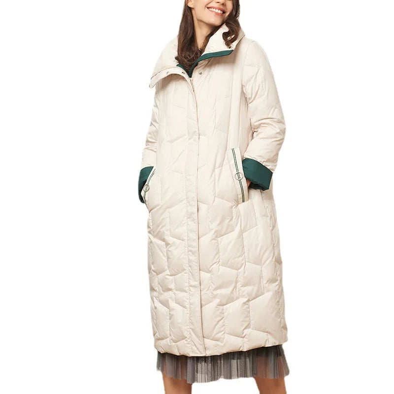 Vestes à capuche longues en duvet de canard blanc pour femme, manteaux coupe-vent décontractés à la mode, nouvelle collection hiver 2023