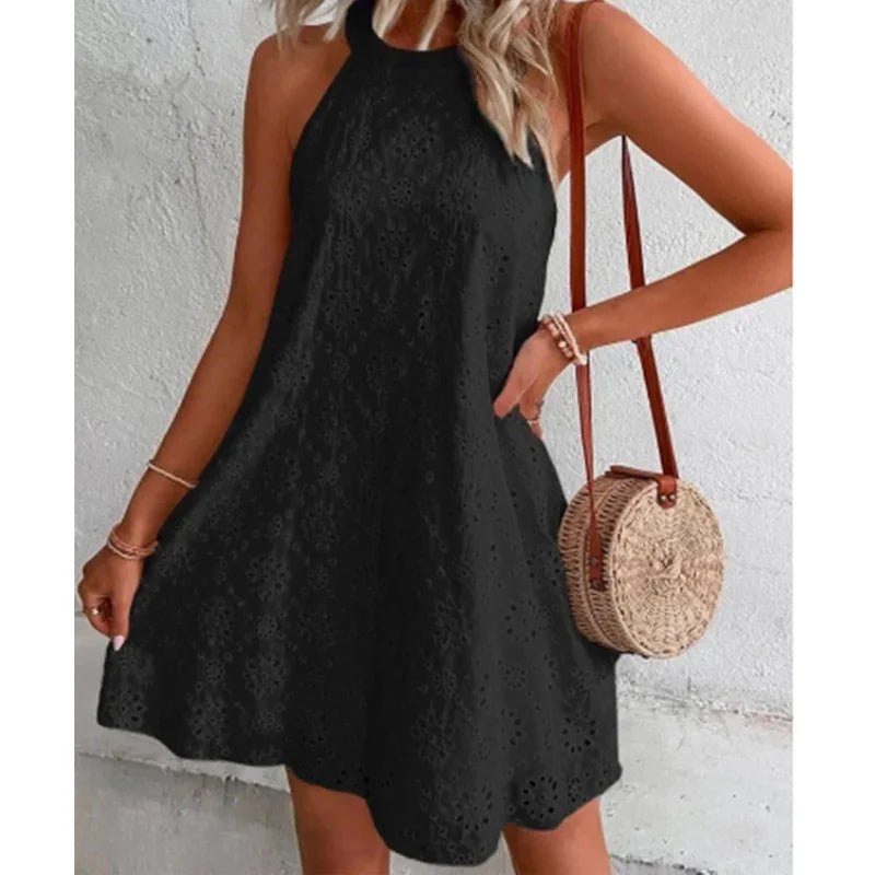 Summer Women O Neck Sexy Slim Mini Dresses Sleeveless Club Evening Party Black Short Dress Female Casual Chic Elegant Clothing