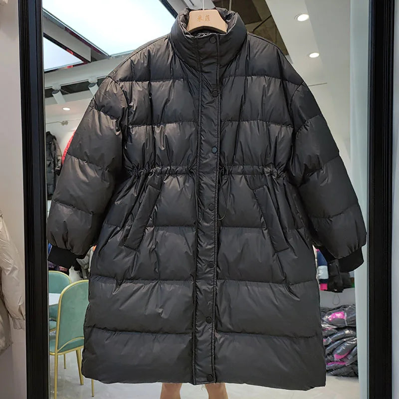 Veste en duvet de canard blanc pour femme, parka épaisse et chaude à col montant, ample avec fermeture éclair, manteau bouffant de neige, collection hiver 2022, 90%