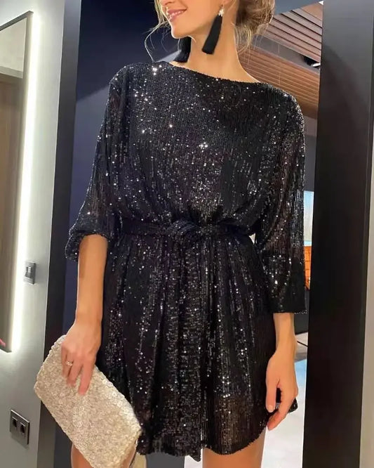 Robe de soirée à paillettes scintillantes pour femmes, tenue de soirée, de Cocktail, de vacances, de tempérament, de mode, élégante, Sexy, à paillettes, nouvelle collection 2024