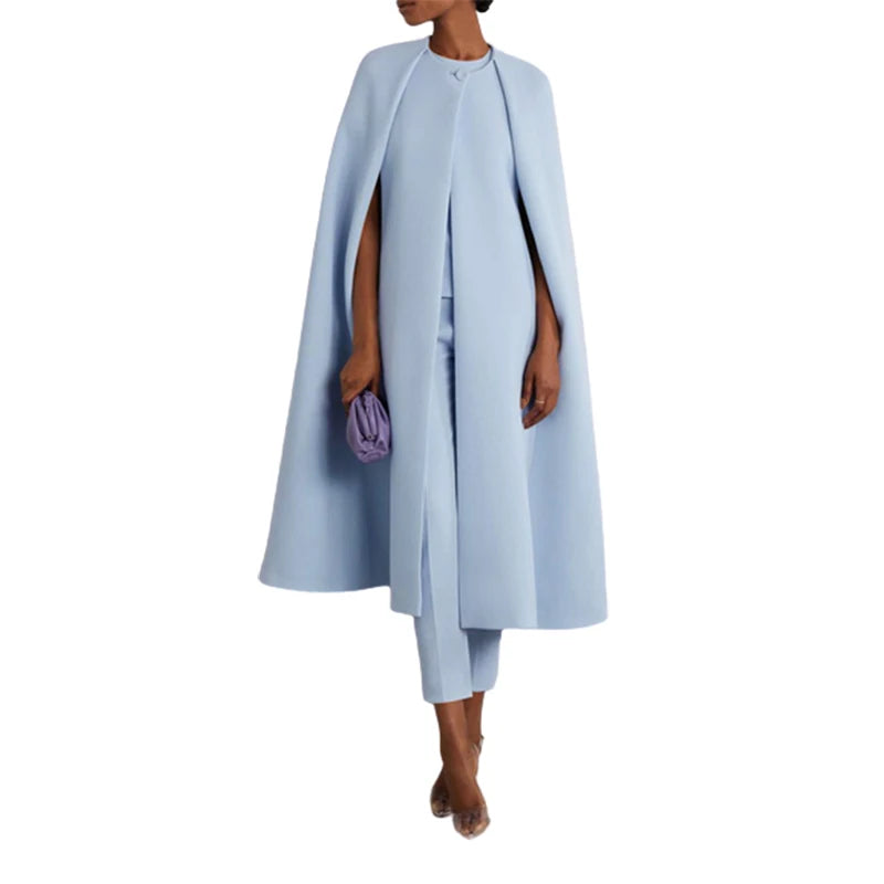 Yeezzi – ensemble deux pièces élégant pour femmes, manches Cape de soirée, couleur unie, col rond, pantalon à taille élastique, printemps automne 2024