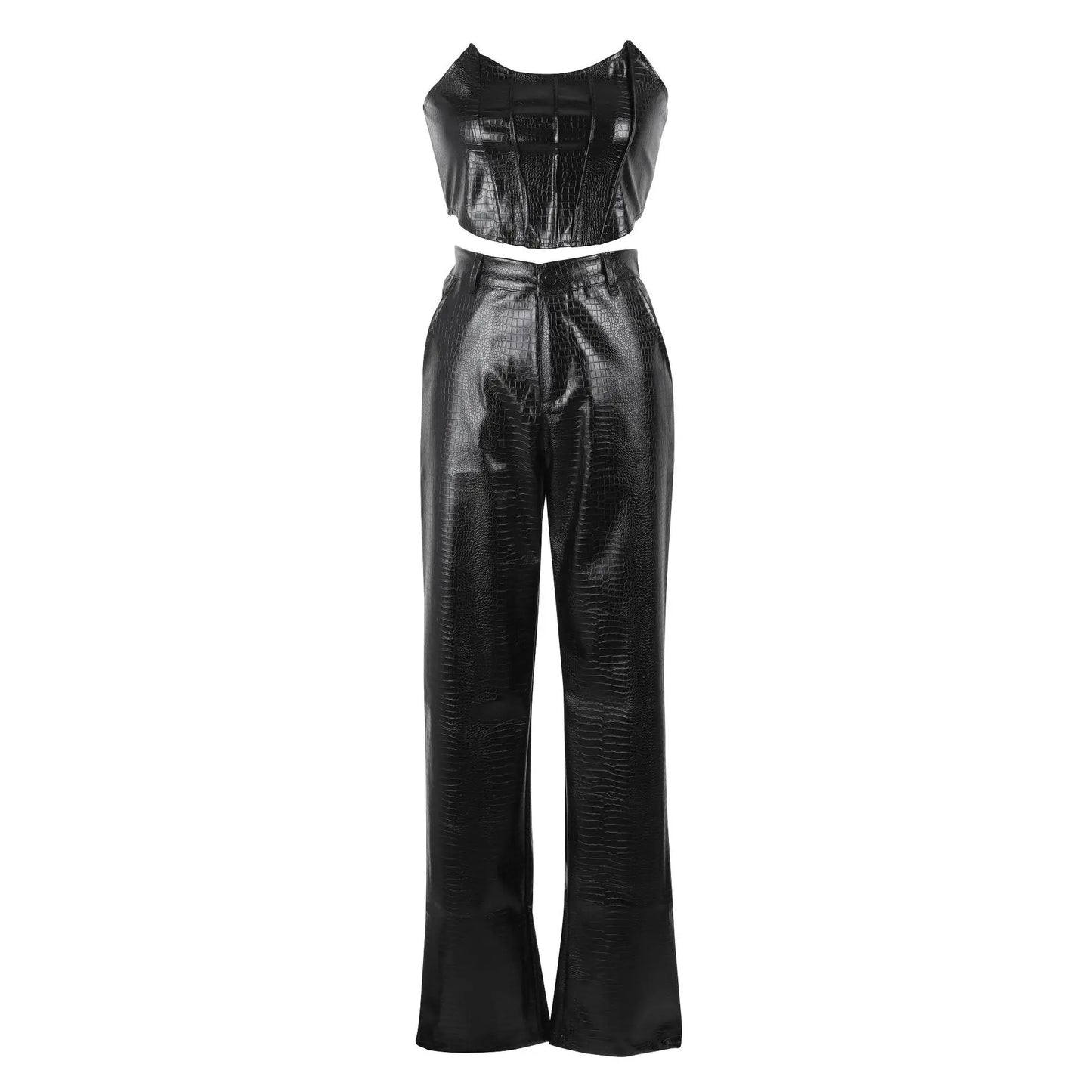 EINYOO Zevity 2024 Luxury Women‘s Jumpsuit Clothing Leather Pleated Prom Long Dress Two Piece Party Outfits Vestidos Y2K Traf