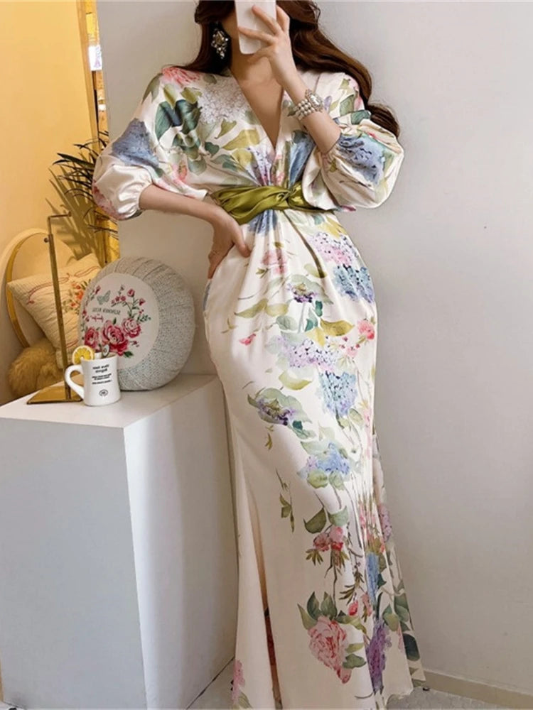 Robe mi-longue à fleurs, Style japonais, élégante, Vintage, Chic, moulante, fête d'anniversaire, mode féminine, une pièce, printemps