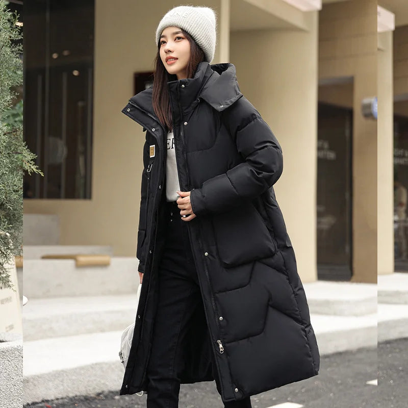 2023 New Winter Women Jacket Long Parkas Female Down Cotton Hooded Overcoat Thick Warm Jackets Windproof Casual Student Coat