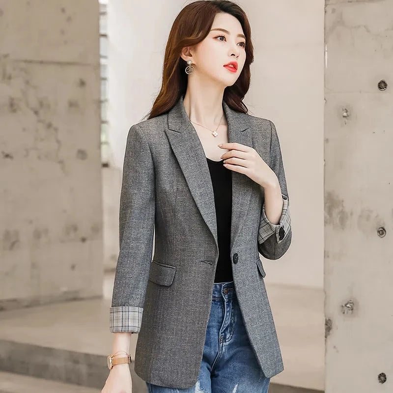 Veste de costume pour femmes, nouveau blazer à manches longues et bouton unique, vêtements d'extérieur pour bureau, taille S-3XL, printemps automne 2023