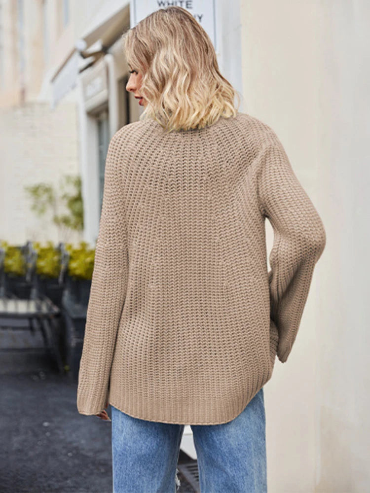 Women’s Sweater Fashion Elegant Basic Casual Solid Color Long Sleeve Soft O-Neck Casual Pullover Sweaters Clothing New