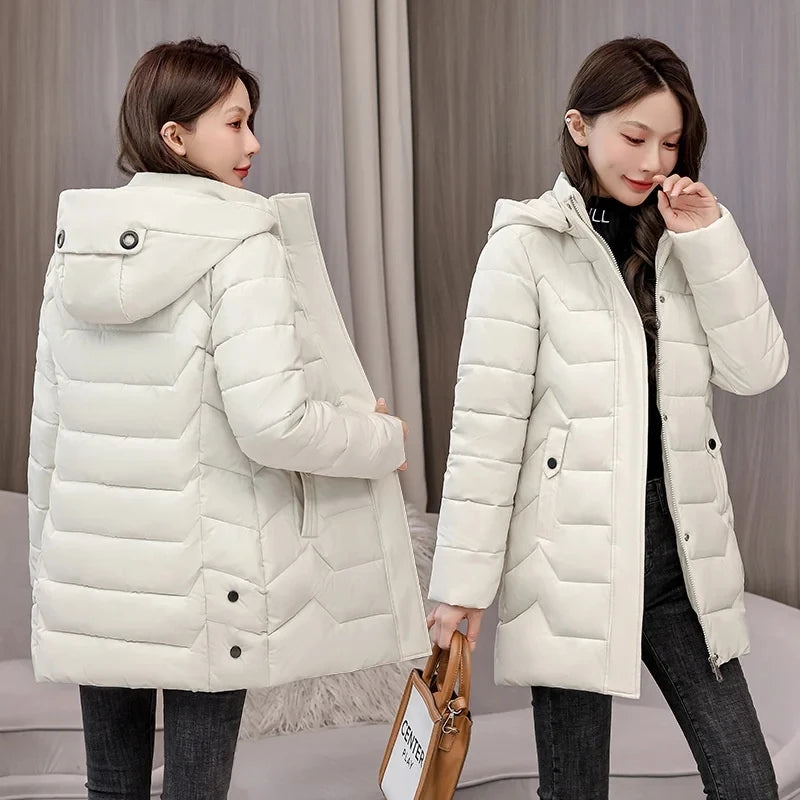 2023 New Winter Hooded Jacket Women Korean Parkas Loose Down Cotton Coats Overcoat Female Casual Thick Warm Windproof Outerwear