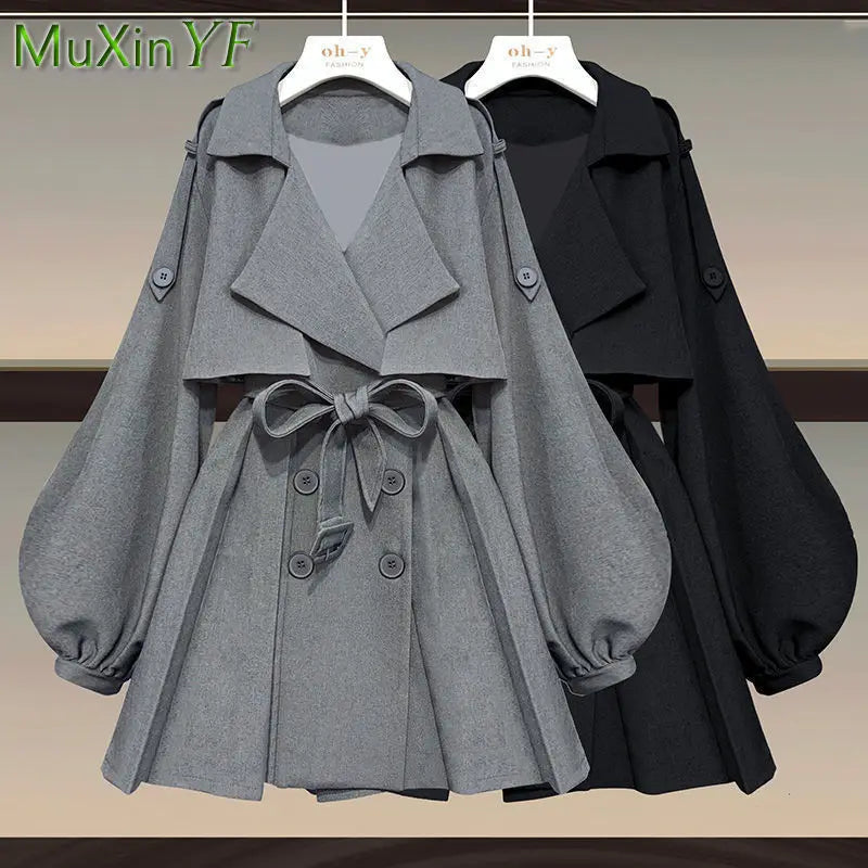 Costume deux pièces pour femmes, veste à la taille, jupe Midi, élégant, manteau ample, robe assortie, nouvelle mode automne/hiver 2023