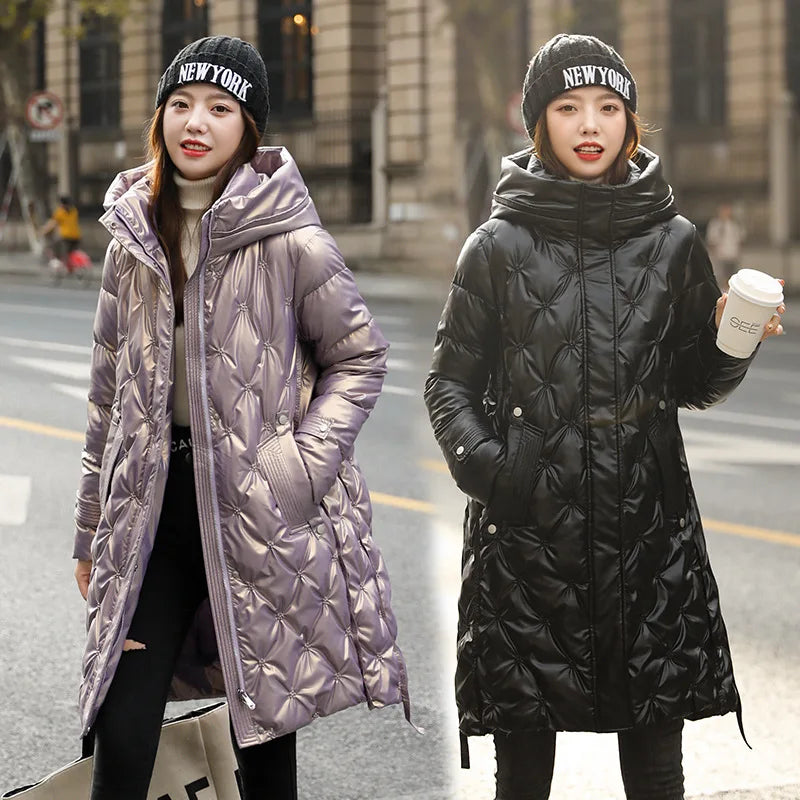 Winter New Fashion Long Cotton-padded Coat Womens Casual Hooded Parkas Womens Winter Jacket Coat Down Jacket Female