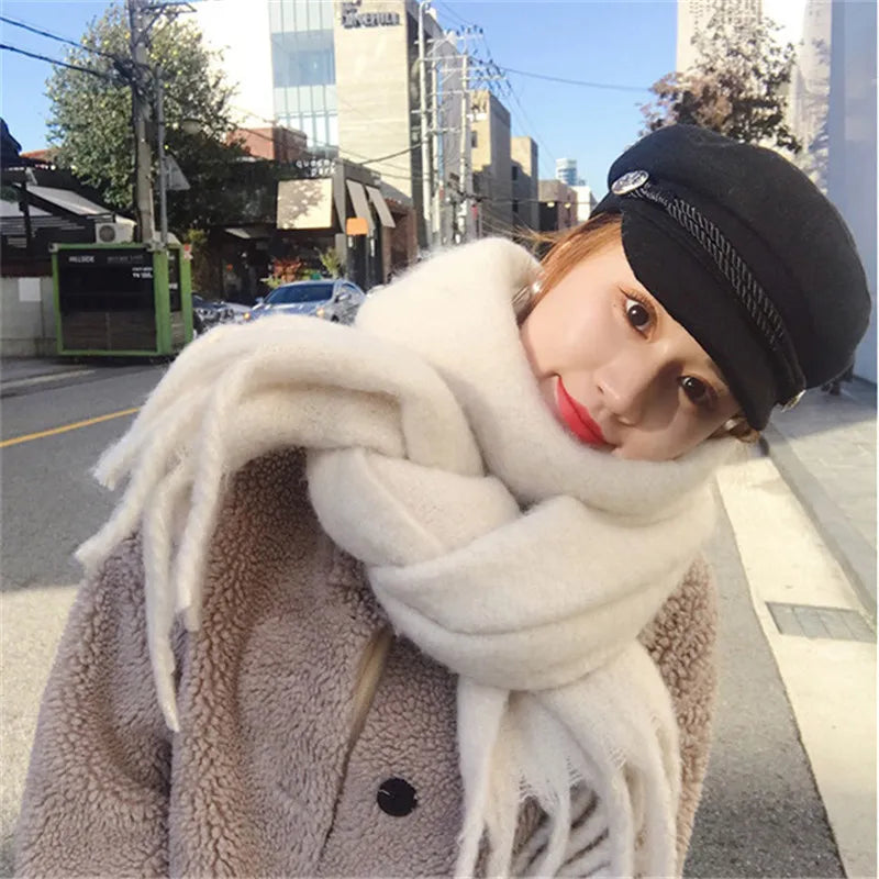 2023 Women's Winter Scarf Ladies Soild Color Cashmere Warm Shawls and Wraps Long Tassels Pashmina Blanket Scarves