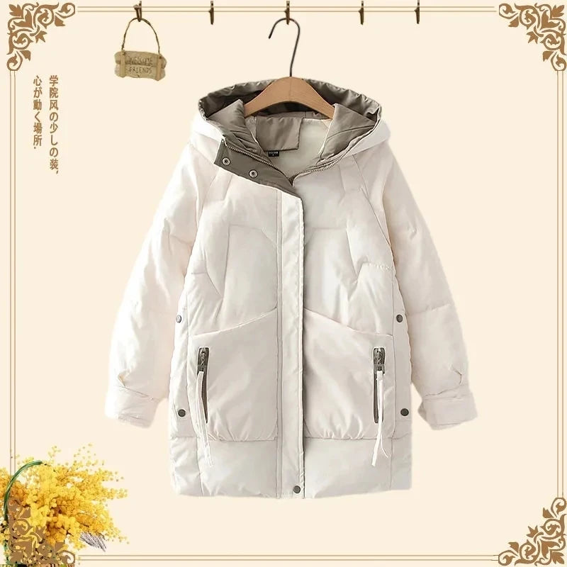 2023 Women Winter Warm Thick Hooded Cotton Down Jacket Newest Long Padded Parka For Women Oversize 3XL Winter Loose Cotton Coat