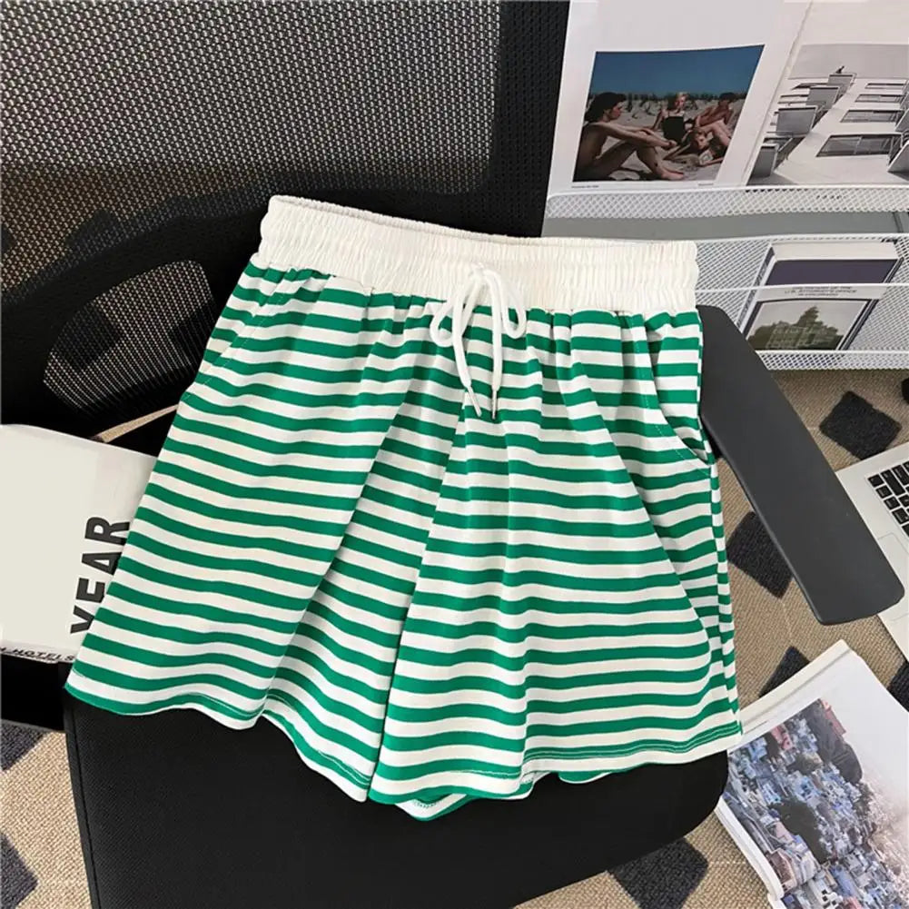 Striped Shorts And Top Sets Short Sleeves Tee Top Short Pants Suit 2022 Summer 2 Piece Outfits T-shirt Blouses Wide Leg Shorts