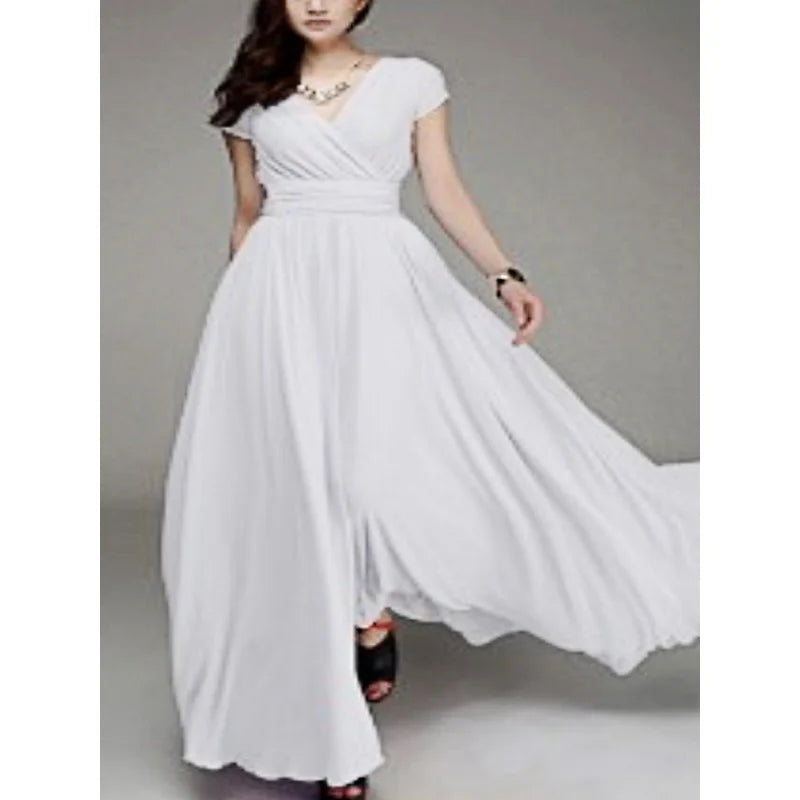 2023 Summer Plus Size 3XL 4XL 5XL Elegantes Chiffon Dress Women Long Dresses Sexy V-neck Luxury Boho Evening Maxi Party Dress