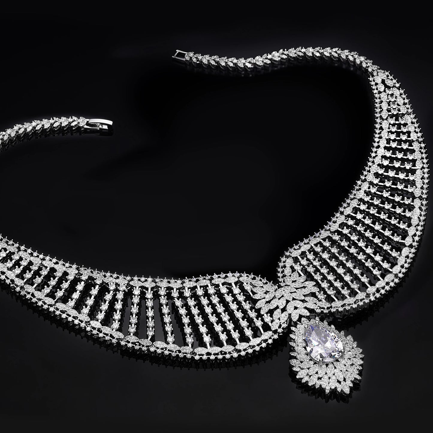 Ensemble de bijoux 4 pièces de dubaï, Design d'ange, collier et boucles d'oreilles de mariée, zircone cubique AAA, accessoires de mariage pour femmes, nouvelle collection 2023