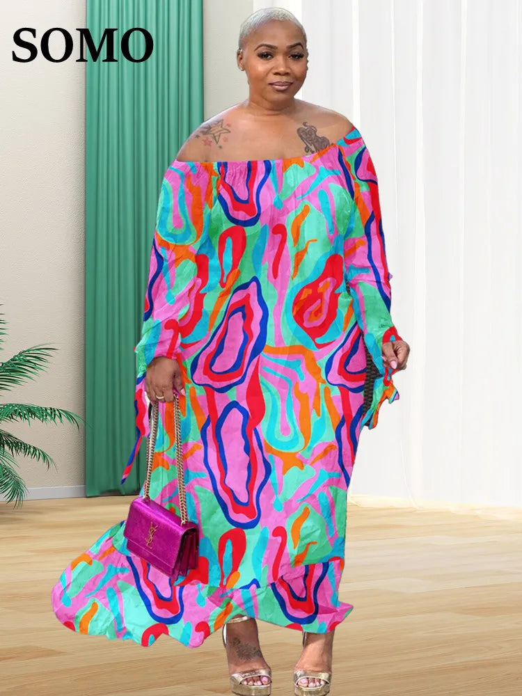 SOMO-Vestido largo africano de talla grande, novedad en vestidos de verano, vestidos formales holgados con estampado Floral, trajes elegantes, venta al por mayor, triangulación de envíos 2023