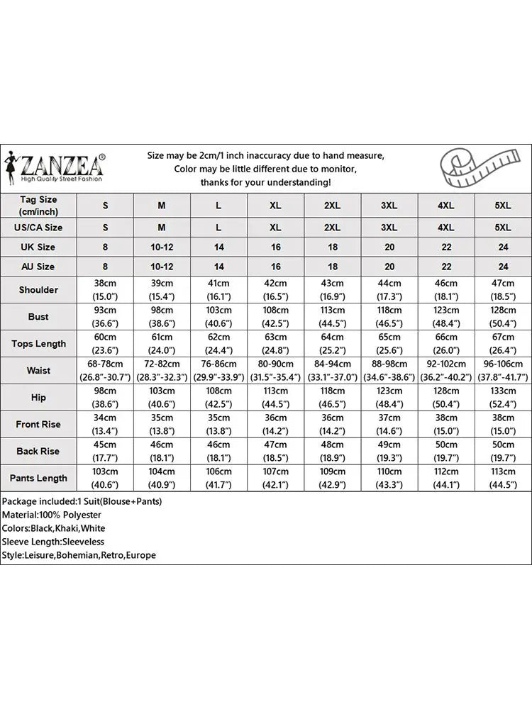 ZANZEA – chemisier sans manches et pantalon à jambes larges, ensemble élégant pour femmes, pantalon de travail OL, costume 2 pièces décontracté, couleur unie, survêtement urbain, été, 2024