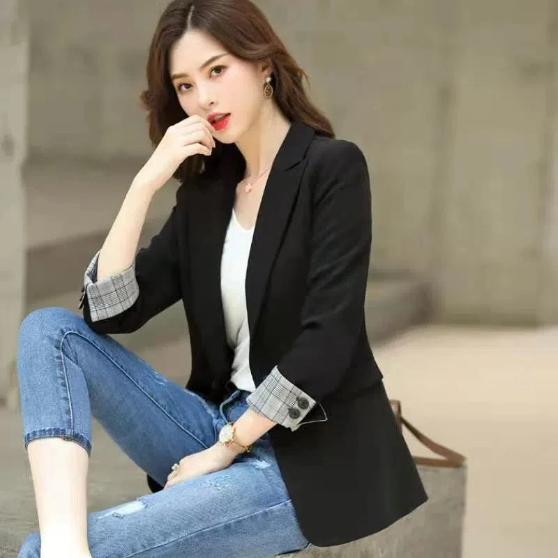 Veste de costume pour femmes, nouveau blazer à manches longues et bouton unique, vêtements d'extérieur pour bureau, taille S-3XL, printemps automne 2023