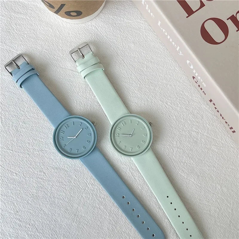 Relojes Macaron a la moda para Mujer, Reloj de cuarzo sencillo con temperamento para Mujer, Reloj Digital Retro para estudiantes, Reloj para Mujer