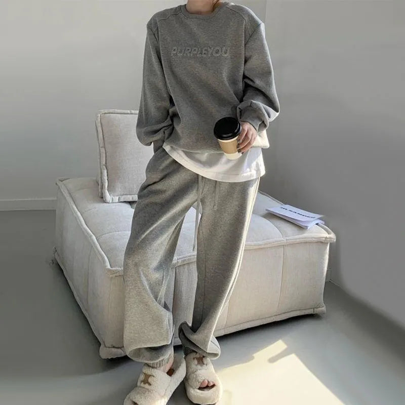 Spring Autumn Women Tracksuit Sweatshirts+Pants 2Pcs Suits Solid Color Clothing Sets Female Fashion Outfits Casual Sportswear