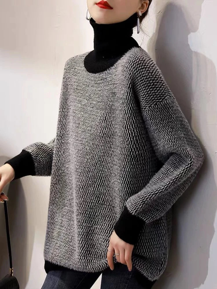 Fashion Women Sweaters 2023 New Autumn Winter Solid Korean Fashion Pullovers O-neck Long Sleeve Top Vintage Knitwear Clothing