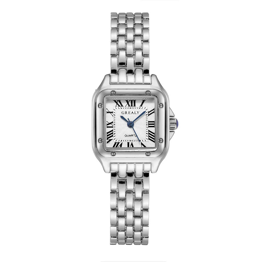 Montres carrées à Quartz pour femmes, bracelet en alliage d'or, de luxe, qualité féminine, échelle romaine, 2023