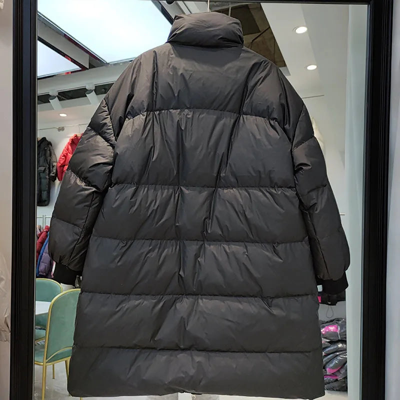 Veste en duvet de canard blanc pour femme, parka épaisse et chaude à col montant, ample avec fermeture éclair, manteau bouffant de neige, collection hiver 2022, 90%