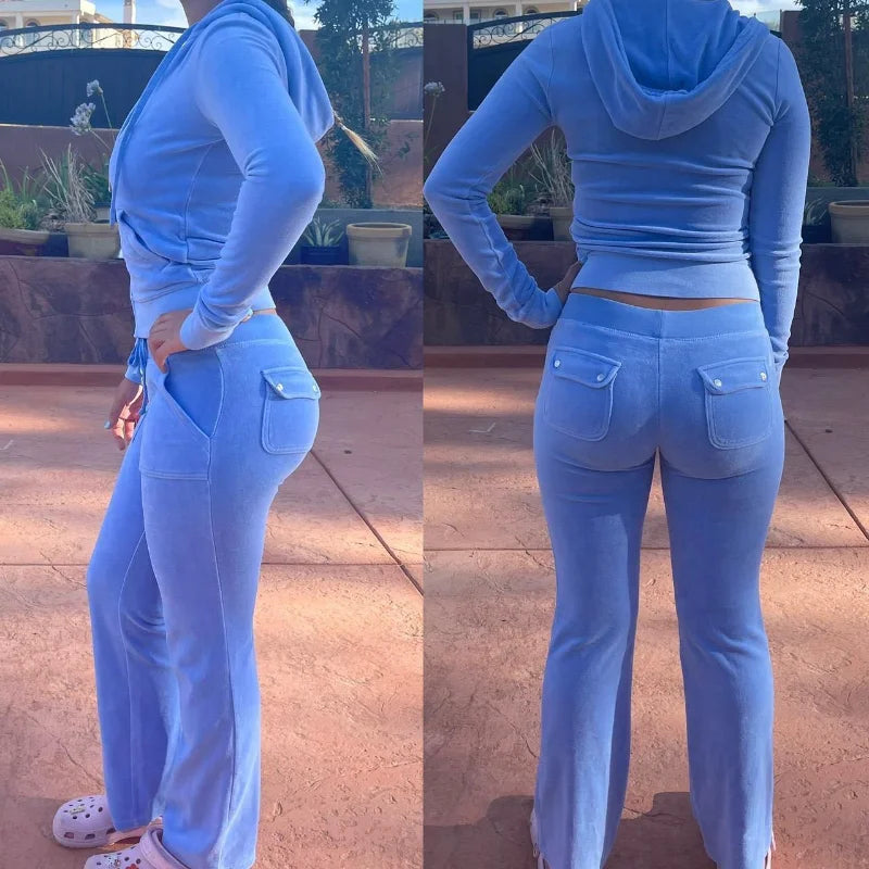 2022 sweats à capuche velours fermeture éclair sweat et pantalon automne hiver femmes velours pantalon costume sweats à capuche fermeture éclair survêtement femmes Sport costume