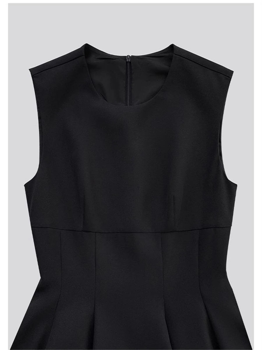 Vestido negro para mujer, novedad de verano 2023, elegante, sin mangas, a la moda, para fiesta de noche, Vestidos blancos por debajo de la rodilla coreanos, ropa femenina