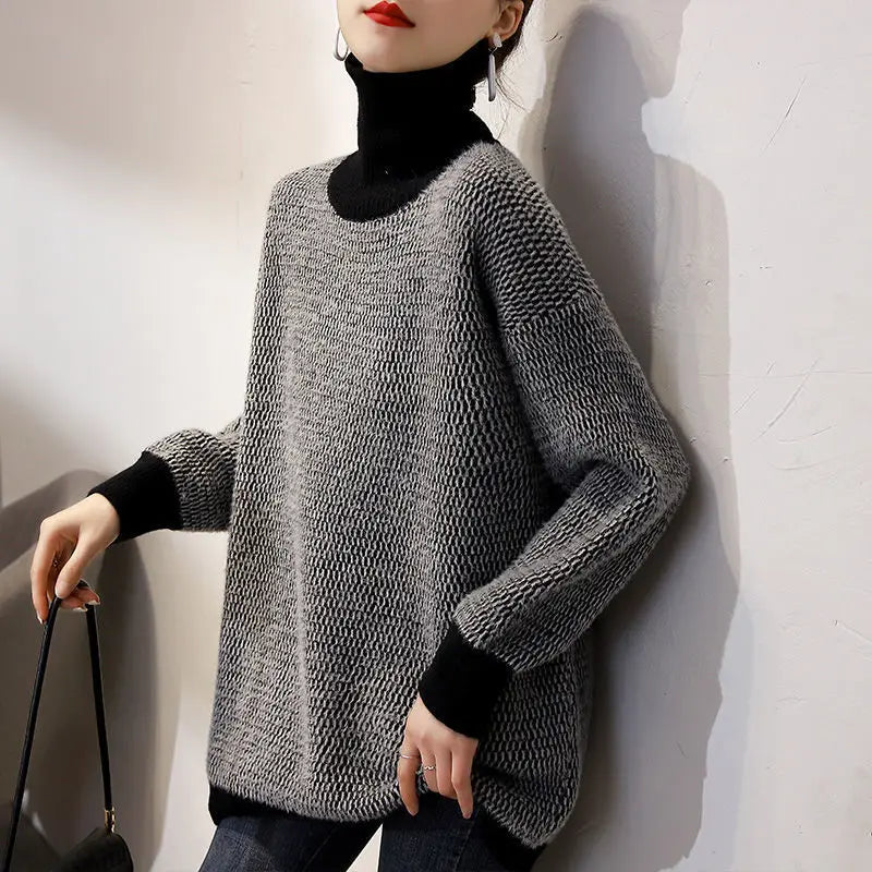 Fashion Women Sweaters New Autumn Winter Solid Korean Fashion Pullovers O-neck Long Sleeve Top Vintage Knitwear Clothing