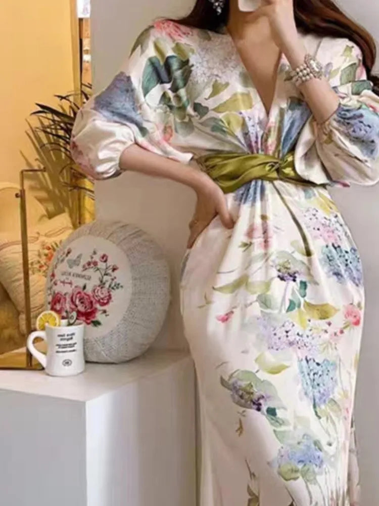 Robe mi-longue à fleurs, Style japonais, élégante, Vintage, Chic, moulante, fête d'anniversaire, mode féminine, une pièce, printemps