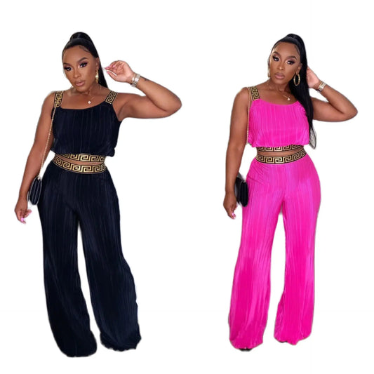 EINYOO Zevity Women‘s Crimping Jumpsuit Straps Crop Top Long Pants Dresses Fashion Casual Vestidos Outfits Clothing Set Y2K Traf