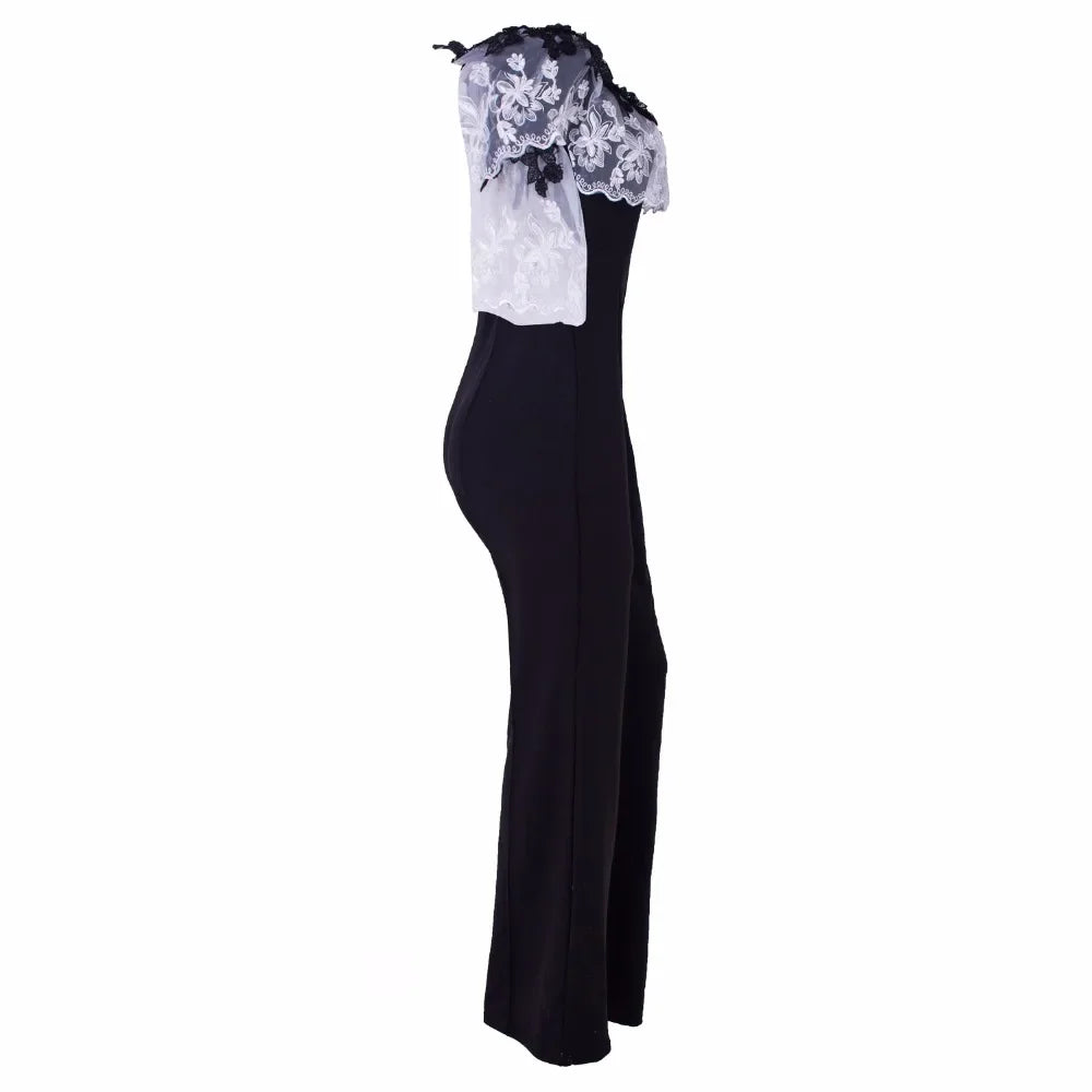 Summer Ruffles Women Lace tube Jumpsuit Solid color Clothing Sexy Bodysuit