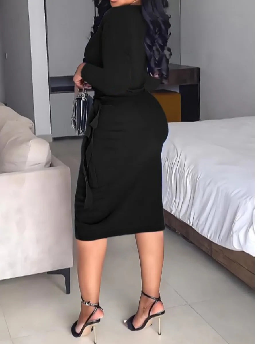 LW – robe imprimée contrastée pour femmes, grande taille 4XL 5XL, à la mode, Design à bandes, Sexy, manches longues, col rond, robes de soirée moulantes, printemps