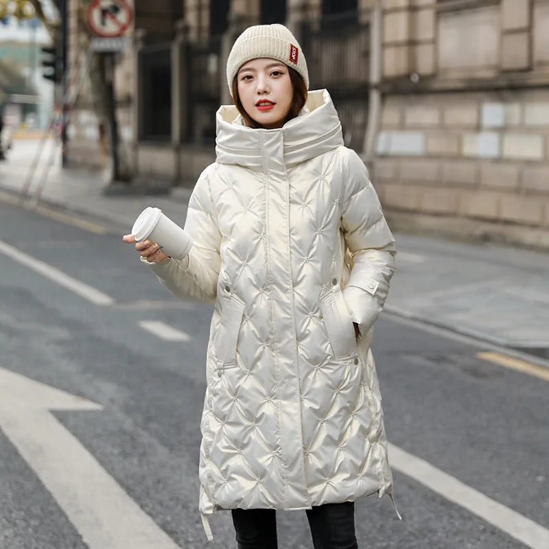 Winter New Fashion Long Cotton-padded Coat Womens Casual Hooded Parkas Womens Winter Jacket Coat Down Jacket Female